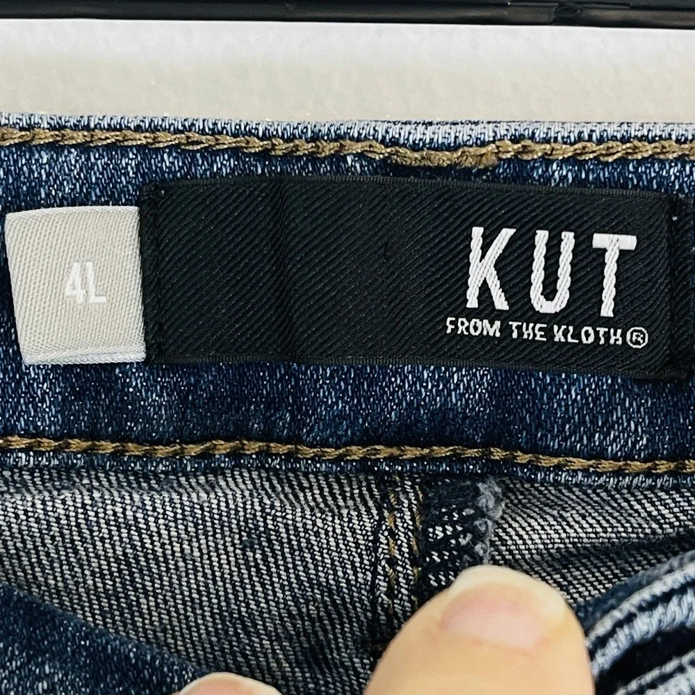 KUT From The Kloth Reese Jeans Womens 4L Blue Straight Mid Rise Stretch Denim‎